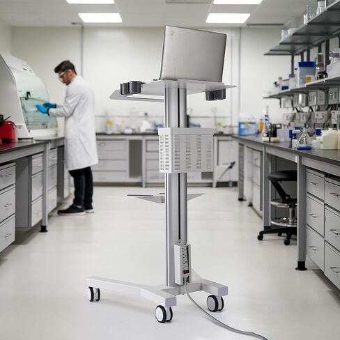 AW Medical Mobile Mobile Cart Cart Rolling PC Stand Ultrasound Imaging Cart محطة عمل كمبيوتر على عجلات مع مقبض 220 رطلاً حامل طابع طاقة طابعة لمستشفى عيادة طب الأسنان لمستشفى عيادة طب الأسنان in Saudi Arabia