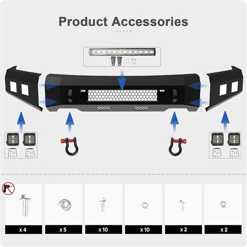 Rear Bumper fit for Ford F250 F350 Super Duty 2011-2016 Heavy Duty Rear Bumper w/LED Lights 2 D-Ring Step Plate Sensor Holes W/O Park Assist Sensor Cut-out Carbon Steel Powder-Coated Black in Saudi Arabia
