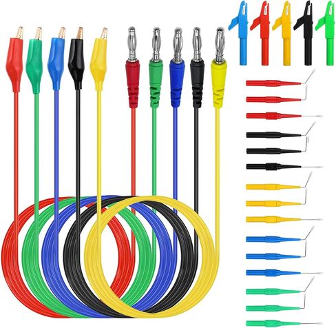 Linkstyle 30PCS Multimeter Test Leads Sets, Banana Plug Test Leads Alligator Clips, Back Piercing Probe Kit with Box for Automotive Diagnostics Electronics in Kuwait