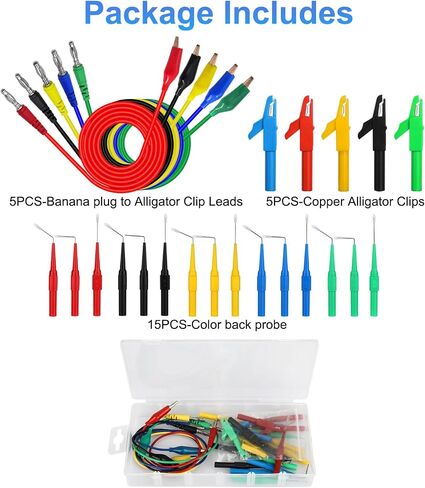 Linkstyle 30PCS Multimeter Test Leads Sets, Banana Plug Test Leads Alligator Clips, Back Piercing Probe Kit with Box for Automotive Diagnostics Electronics in Kuwait