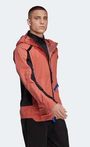 Adidas Men's Terrex Utilitas Rain Jacket, Magic Earth/Magic Earth/Black in Saudi Arabia