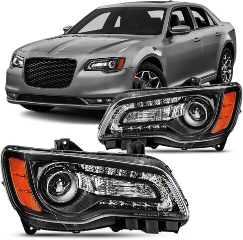 لعام 2011-2023 Chrysler 300/300C مجموعة المصابيح الأمامية Halogen chrome presection زوج 11-23 Chrysler 300/300C in Kuwait