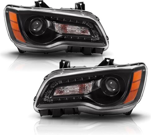 لعام 2011-2023 Chrysler 300/300C مجموعة المصابيح الأمامية Halogen chrome presection زوج 11-23 Chrysler 300/300C in Kuwait