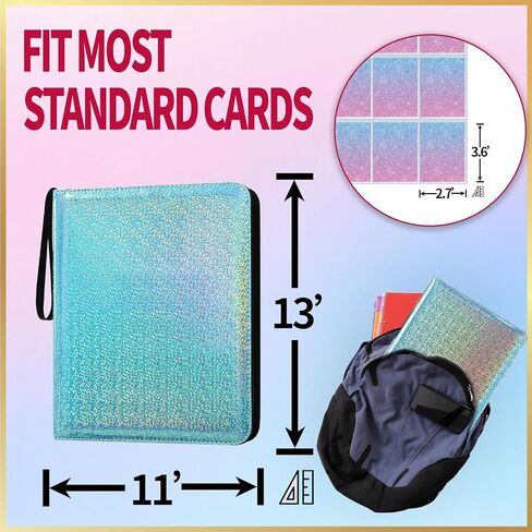 9 جيب البطاقة الموثق - 1080 جيب مزدوج الجوانب PU PUR PREMIUM ZIP CARD CARD CARD ALUBS ALUBITS لـ MTG ، TCG ، بطاقات رياضية ، بطاقات اللعبة in Kuwait