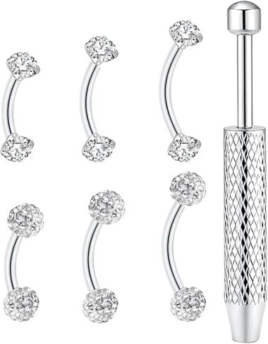 Internally Threaded Eyebrow Piercing Jewelry 16G 6mm 8mm 10mm Surgical Steel Gold Vertical Labret Lip Jewelry Curved Barbell Eyebrow Rings Rook Navel Small Belly Button Ring for Women Men in Saudi Arabia