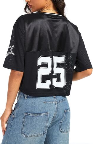 Women Jersey Shirts Cropped Graphic Tees Cute Y2k Crop Top Football Shirts Streetwear in Kuwait