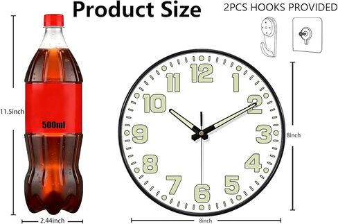 توهج في ساعة الحائط المظلمة غير الموقوتة ، بطارية حائط صامتة 10 بوصة تعمل بطارية ، عدد كبير من الزجاج المقسى ، ساعة مستديرة ليلية لتناظرية مكتب غرفة المعيشة غرفة نوم ، أسود in Kuwait