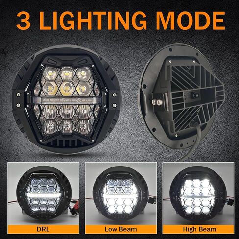 120W 7'' Motorcycles LED Headlight With Amber DRL Hi/Lo Beam Headlamp for Harley Davidson Touring Street Glide 2014-2023 Road King Road Glide Electra Glide Street Glide Ultra Limited [Plug And Play] in Saudi Arabia