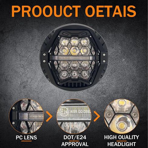 120W 7'' Motorcycles LED Headlight With Amber DRL Hi/Lo Beam Headlamp for Harley Davidson Touring Street Glide 2014-2023 Road King Road Glide Electra Glide Street Glide Ultra Limited [Plug And Play] in Saudi Arabia