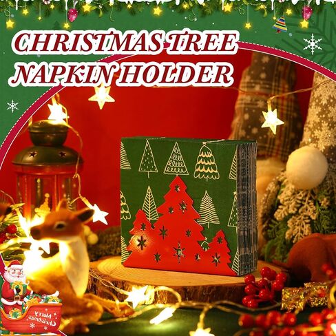 1 Pcs Napkin Holders for Tables Christmas Tree Design Napkin Holders Table Tissue Dispenser Modern Paper Napkin Holder for Kitchen Farmhouse Restaurant Indoor Decoration 6.3 x 4.8 x 2.5 Inch (Green) in Saudi Arabia