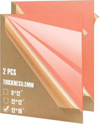 2pack Pastel Cell Cast Acrylic Sheets Raspberry Pink 1/8inch (3mm) 12x12 300x300mm Glossy Matte Laserable Plexiglass Sheets Plasitc Board for Laser Cutting Engraving DIY Project Craft Sign in Kuwait