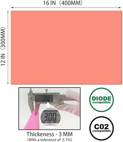 2pack Pastel Cell Cast Acrylic Sheets Raspberry Pink 1/8inch (3mm) 12x12 300x300mm Glossy Matte Laserable Plexiglass Sheets Plasitc Board for Laser Cutting Engraving DIY Project Craft Sign in Kuwait