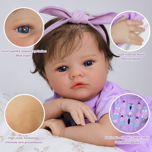 SCOM Lifelike Reborn Baby Dolls - 20 Inch Realistic-Newborn Baby Doll Girl Real Life Baby Dolls with Soft Weighted Body, Poseable Real Baby Reborn Gift Toy for 3+ Years Old Kids in Saudi Arabia
