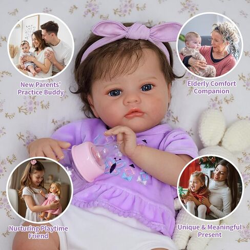 SCOM Lifelike Reborn Baby Dolls - 20 Inch Realistic-Newborn Baby Doll Girl Real Life Baby Dolls with Soft Weighted Body, Poseable Real Baby Reborn Gift Toy for 3+ Years Old Kids in Saudi Arabia