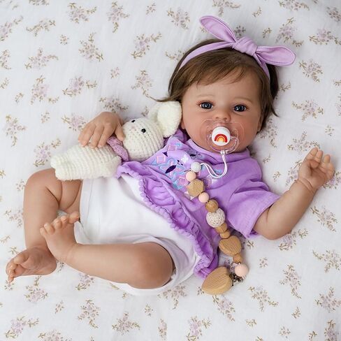 SCOM Lifelike Reborn Baby Dolls - 20 Inch Realistic-Newborn Baby Doll Girl Real Life Baby Dolls with Soft Weighted Body, Poseable Real Baby Reborn Gift Toy for 3+ Years Old Kids in Saudi Arabia
