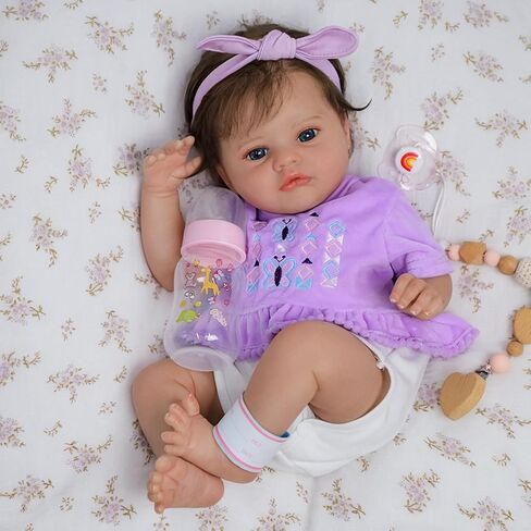 SCOM Lifelike Reborn Baby Dolls - 20 Inch Realistic-Newborn Baby Doll Girl Real Life Baby Dolls with Soft Weighted Body, Poseable Real Baby Reborn Gift Toy for 3+ Years Old Kids in Saudi Arabia