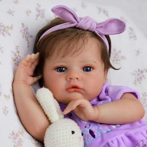 SCOM Lifelike Reborn Baby Dolls - 20 Inch Realistic-Newborn Baby Doll Girl Real Life Baby Dolls with Soft Weighted Body, Poseable Real Baby Reborn Gift Toy for 3+ Years Old Kids in Saudi Arabia