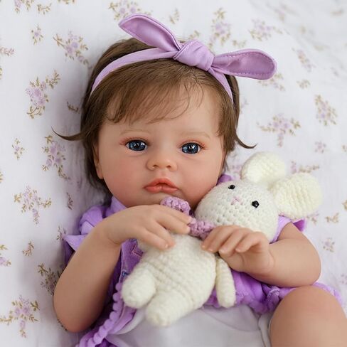 SCOM Lifelike Reborn Baby Dolls - 20 Inch Realistic-Newborn Baby Doll Girl Real Life Baby Dolls with Soft Weighted Body, Poseable Real Baby Reborn Gift Toy for 3+ Years Old Kids in Saudi Arabia