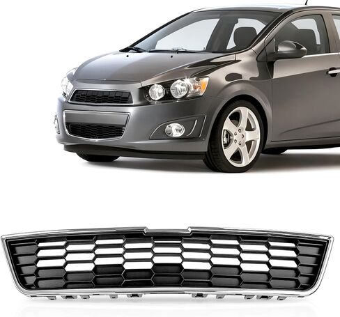 PartsFlow Grille Compatible With 2012-2016 Chevrolet Chevy Sonic Upper Chrome Frame Trim Shell W/Black Insert Grill in Saudi Arabia