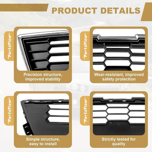 PartsFlow Grille Compatible With 2012-2016 Chevrolet Chevy Sonic Upper Chrome Frame Trim Shell W/Black Insert Grill in Saudi Arabia