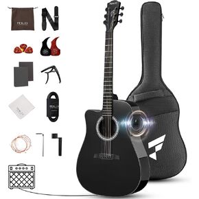 طقم الغيتار الكهربائي الصوتي: 41 بوصة كاملة الحجم 6 غيتار صوتية كوتاواي للبالغين المبتدئين ، Guitarra Electroacústica مع سلسلة من الصلب ، EQ مدمج ، حقيبة GIG ، CAPO ، حزام ، اختيارات in Kuwait