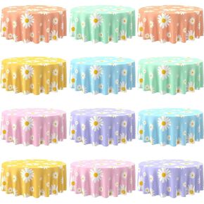 Oudain 6 PCS 84 Inch Daisy tablecloth Boho Flowers Table Covering Daisy Table Table قطعة قماش قابلة للتصرف في بلاستيك. in Saudi Arabia