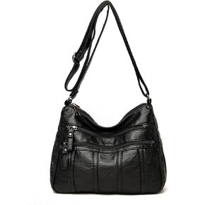 Women Crossbody Shoulder Bag Soft PU Leather Handbags Multi-Pocket Messenger Bag Waterproof Purse for Ladies in Saudi Arabia