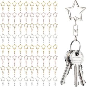 100 pcs النجوم على شكل نجم الربيع المفتاح مقطع مفاتيح مفاتيح ، دوارة معدنية clasp snap hook key حلقة مع سلسلة معلقة buckle ومفتحة قفزة keyshain charp in Kuwait