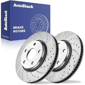 AutoShack Black Hat Drilled and Slotted Brake Rotors Front Brake Rotor Replacement Kit for Pontiac Grand Prix Montana Chevrolet Uplander Saturn Relay Buick Terraza 2005-2009 LaCrosse Allure PR65089LR in Saudi Arabia