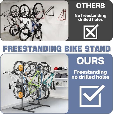 Walmann FreeStanding Bike Stand for Garage ، 4 دراجات تخزين الدراجات الرأسية موقف الثقيلة in Kuwait