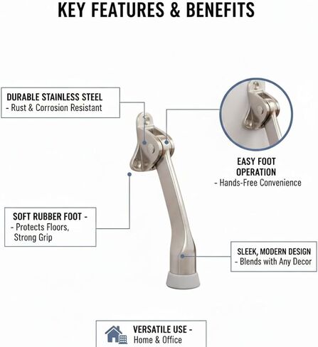 Litepak Rickdown Door Stop Premium حامل Flip Doorstop 4 "(Satin Nickel ، 2 Pack) in Kuwait