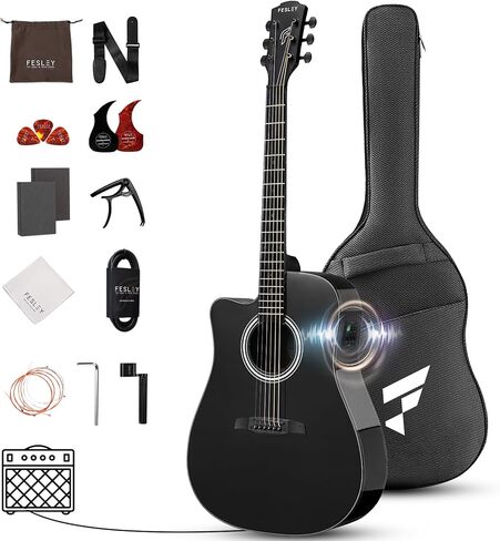 طقم الغيتار الكهربائي الصوتي: 41 بوصة كاملة الحجم 6 غيتار صوتية كوتاواي للبالغين المبتدئين ، Guitarra Electroacústica مع سلسلة من الصلب ، EQ مدمج ، حقيبة GIG ، CAPO ، حزام ، اختيارات in Kuwait