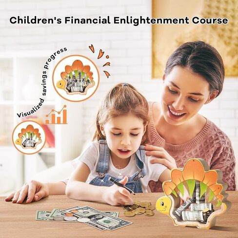 بنك الخنزير الخشبي للديناصورات للأطفال ، صندوق أموال أطفال غير قابل للكسر مع ملصقات رسائل ، بنك أموال نقد خشبي لطيف ، هدية عيد ميلاد مالية شخصية ، تعليمية للفتيان ، كبيرة in Kuwait