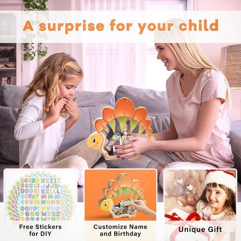 بنك الخنزير الخشبي للديناصورات للأطفال ، صندوق أموال أطفال غير قابل للكسر مع ملصقات رسائل ، بنك أموال نقد خشبي لطيف ، هدية عيد ميلاد مالية شخصية ، تعليمية للفتيان ، كبيرة in Kuwait