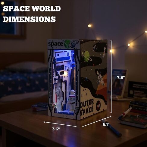 Book Nook Kit - Ice Kingdom Castle DIY Miniature Booknook House Kit مع مصابيح LED ، اللغز الخشبي ثلاثي الأبعاد ، رف الكتب ديكور ديكور هدية للبالغين المراهقين والمبتدئين ، محفوظات الكتب الإبداعية in Kuwait