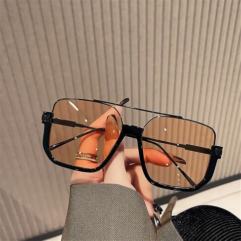 ADE WU Retro Oversized Aviator Sunglasses for Women Men Vintage 70s Square Semi-Rimless Pilot Style Sun Glasses in Saudi Arabia