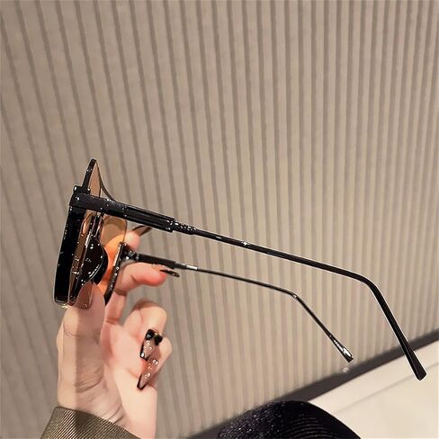 ADE WU Retro Oversized Aviator Sunglasses for Women Men Vintage 70s Square Semi-Rimless Pilot Style Sun Glasses in Saudi Arabia