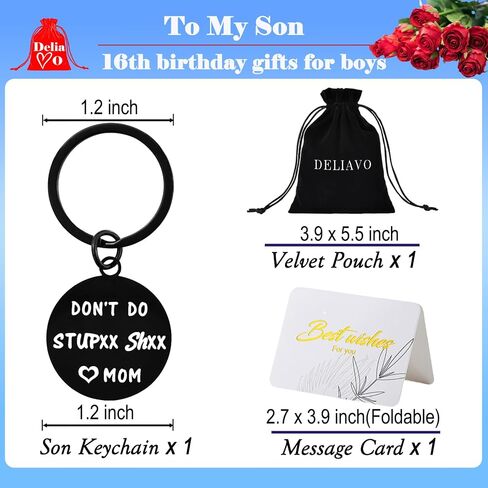 Son Gifts from Mom, 16th/18th/21st Birthday Decorations, Funny Keychain Gifts Ideal for Teen Boys Birthdays Christmas Graduation Valentine's Day in Kuwait