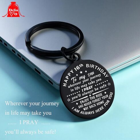 Son Gifts from Mom, 16th/18th/21st Birthday Decorations, Funny Keychain Gifts Ideal for Teen Boys Birthdays Christmas Graduation Valentine's Day in Kuwait