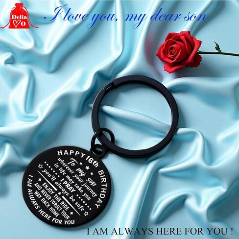 Son Gifts from Mom, 16th/18th/21st Birthday Decorations, Funny Keychain Gifts Ideal for Teen Boys Birthdays Christmas Graduation Valentine's Day in Kuwait