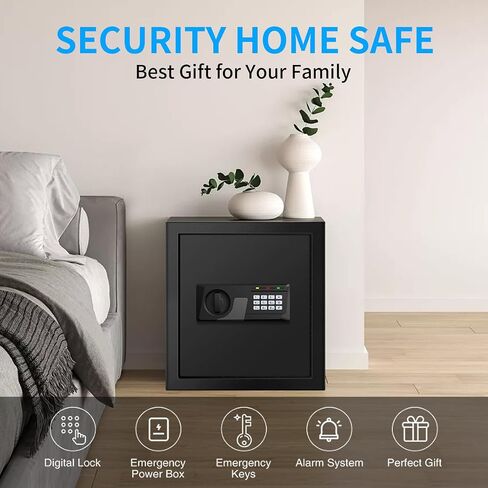 1.6 Cub Fireproof Safe للاستخدام المنزلي ، مربع أمان الأمن الرقمي المضاد للسرقة مع لوحة مفاتيح إلكترونية ، مفاتيح احتياطية ورف قابلة للإزالة ، مربع آمن مقاوم للماء مقابل أدوية المال in Kuwait