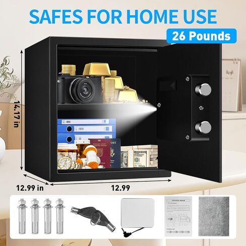 1.6 Cub Fireproof Safe للاستخدام المنزلي ، مربع أمان الأمن الرقمي المضاد للسرقة مع لوحة مفاتيح إلكترونية ، مفاتيح احتياطية ورف قابلة للإزالة ، مربع آمن مقاوم للماء مقابل أدوية المال in Kuwait