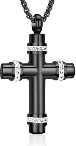 Urn Necklaces for Ashes Cross Cremation Jewelry for Ashes Memorial Ash Pendant with Hollow Keepsake Jewelry Gifts for Loss of Loved One with Funnel Filler Kit in Saudi Arabia