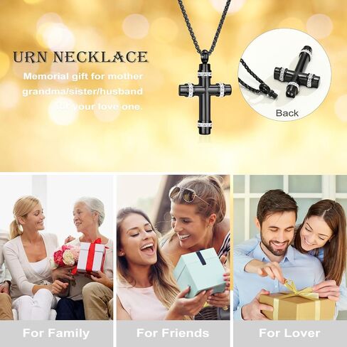 Urn Necklaces for Ashes Cross Cremation Jewelry for Ashes Memorial Ash Pendant with Hollow Keepsake Jewelry Gifts for Loss of Loved One with Funnel Filler Kit in Saudi Arabia