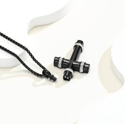 Urn Necklaces for Ashes Cross Cremation Jewelry for Ashes Memorial Ash Pendant with Hollow Keepsake Jewelry Gifts for Loss of Loved One with Funnel Filler Kit in Saudi Arabia
