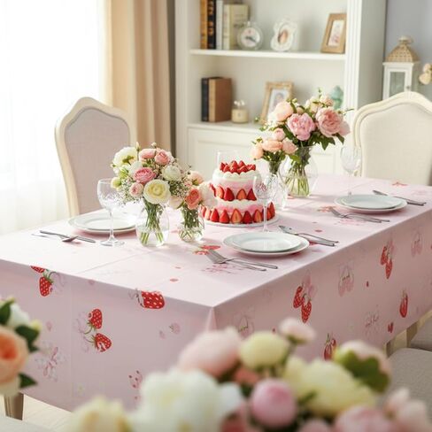 Tiamon 3 Pcs Cherry Bow Table Cloth Red Cherries Table Cover Pink Bow Tablecloth Disposable Plastic She's The Cherry On Top Tablecover for Bachelorette Baby Shower Bridal Birthday Party Decor Supplies in Saudi Arabia
