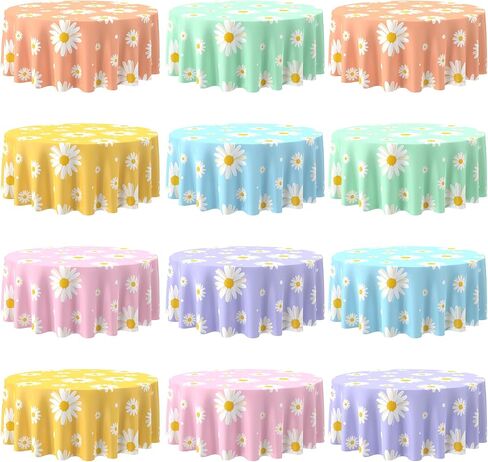 Oudain 6 Pcs 84 Inch Daisy Tablecloth Boho Flowers Table Covers Daisy Table Cloth Disposable Plastic Groovy Table Cloth for Baby Shower Weddings Birthday Party Supplies in Saudi Arabia