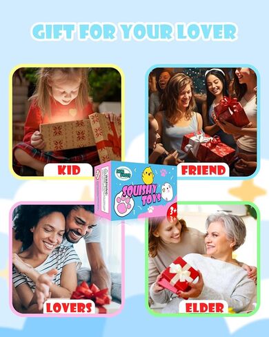 Cute Squishy Pack,Fufu Squishy Fidget Toys Kit,Include Squishies(2 Chick, 4 Cat Paws, 2 Hamster),Stress Relief Toy,Squeeze Toys,Party Favors,Birthday Gift for Girls, Boys, Kids in Kuwait