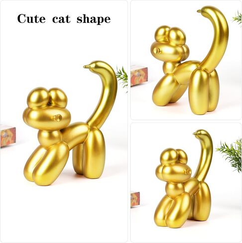 Cute Balloon Cat Statue Decor - 7.8 Inch Modern Cat Statue Ornament, Home Crafts Living Room Desktop Bedroom Sculpture Decoration (White) in Saudi Arabia