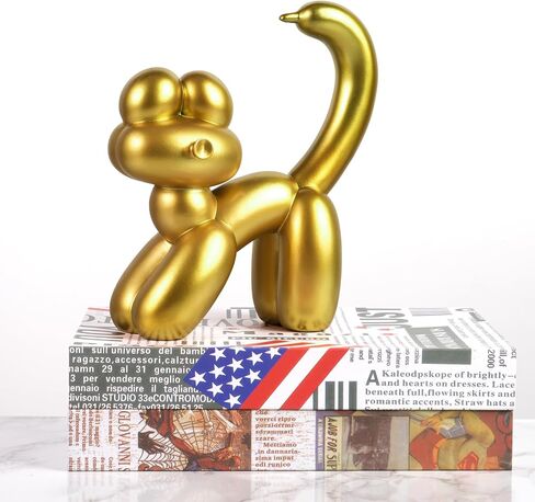Cute Balloon Cat Statue Decor - 7.8 Inch Modern Cat Statue Ornament, Home Crafts Living Room Desktop Bedroom Sculpture Decoration (White) in Saudi Arabia